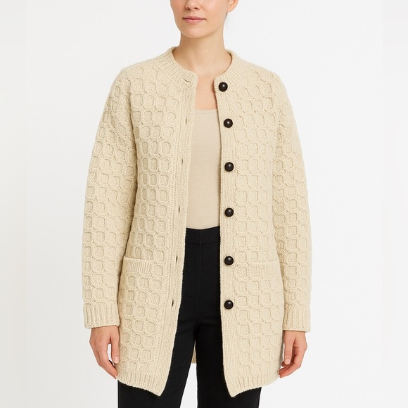 100% new wool hand knit in Ireland grandpa cardigan